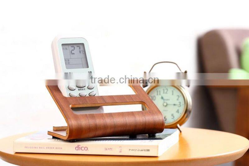 Calculator Holder TV Remote Control Holder Wood Desktop Office Desk Supply Oranizer
