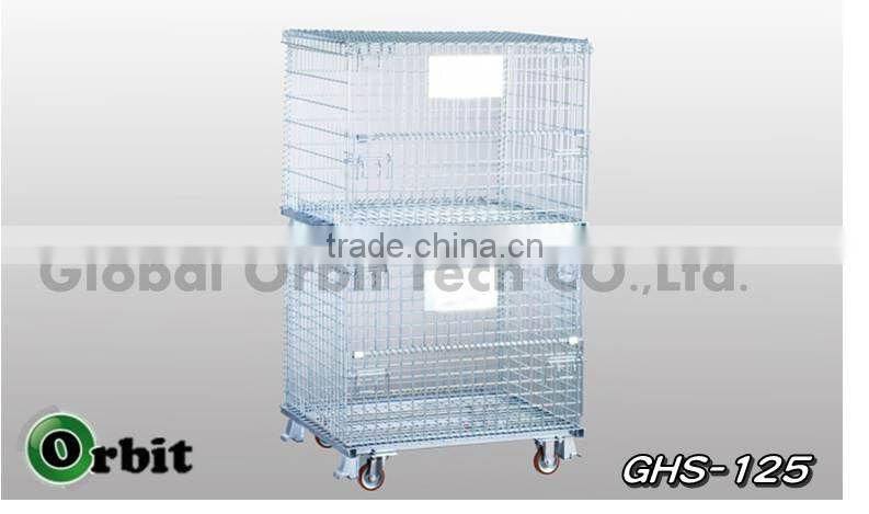 Service Supplies Folding Stackable Container Wire Mesh Basket Warehouse Cage