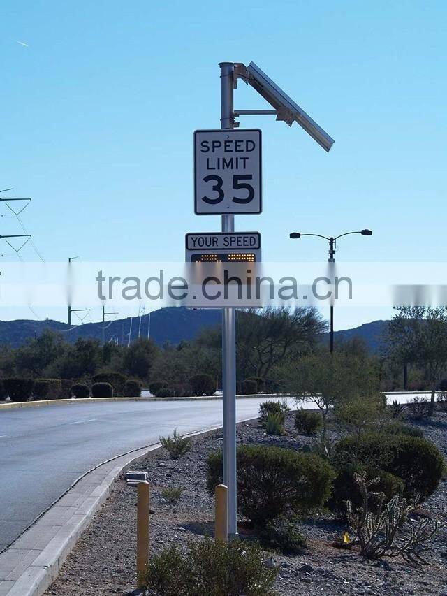 Pole Mount Radar Speed Signs / Portable Traffic Flashing Speed Limit Signs LED Warning Sign Powered Solar Radar Speed Sign