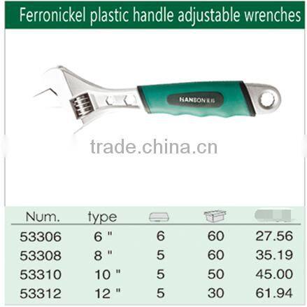 Ferronickel and plastic handle adjustable wrench