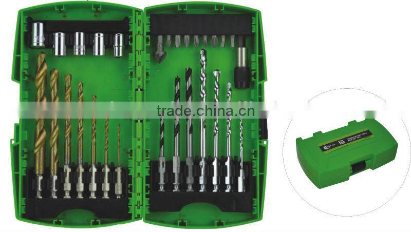 29pcs combination drill bit with hex shank set in plastic case