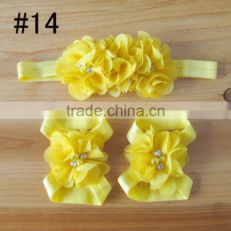 fabric flower headband for kids hair accessories, foot flower band for baby girl