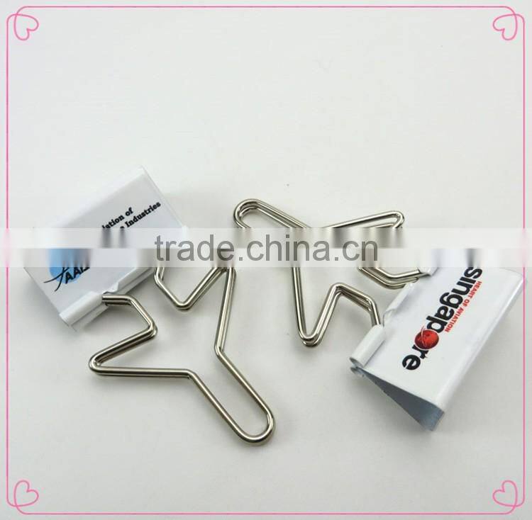 Airline advertising gift plane shape metal bolldog clip with LOGO printing