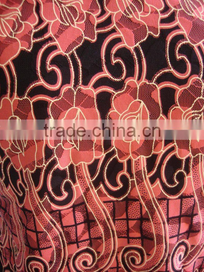 Black with Rose Print Lycra Round Collar Blouse