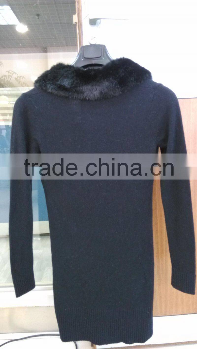 2014 Ladies knitted sweater,cardigan with collar