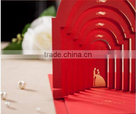 2016 hot sale 3D paper material lovely wedding invitation card luxury