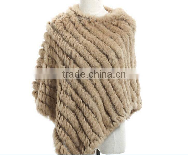2015 2016 wholesale best-selling women cashmere knitted faux fur poncho