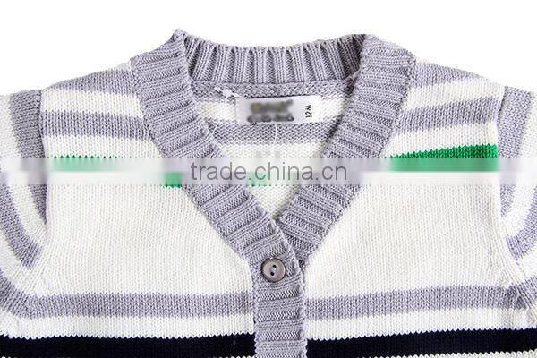 Baby boys V neck sweater stripe knitted children cardigan