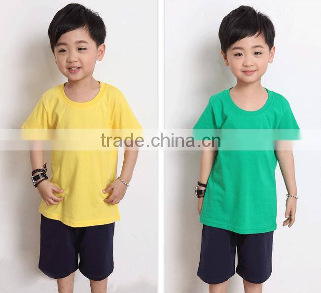 Fashion custom blank kids plain round neck short sleeve multi-color t shirts wholesale china supplier