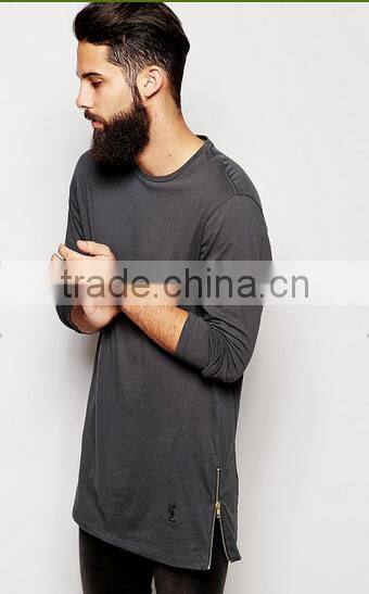 2016 China Manufacturers Summer Men Short Sleeve double sided zipper100coton t shirt