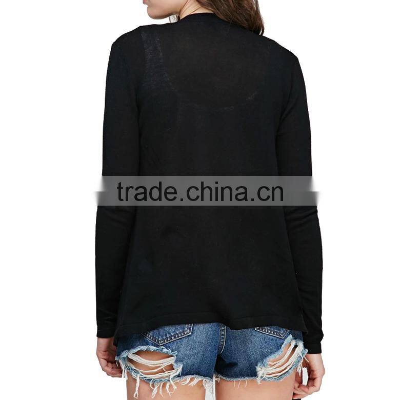 elegant asymmetrical hem no button knit cardigan with open front