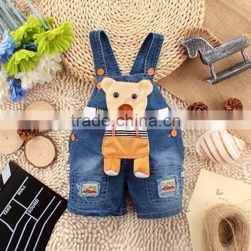 New Design Kids Summer Clothing Children Denim Short Overalls Baby Fashion Strap Jeans Pants