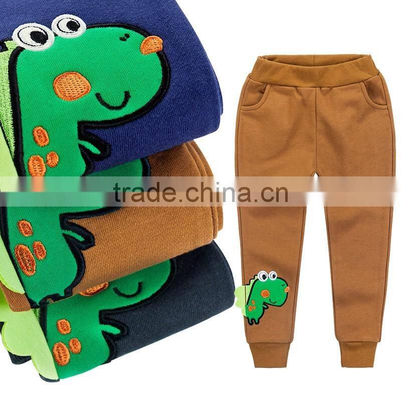 China Supplier Boy Trousers Wholesale100%Cotton Kids Wear Casual Children Embroidery Trouser Pants