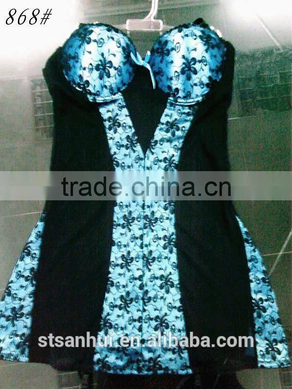 Factory hot sale sexy black lace trim with transparent back babydoll sexy lingerie night wear