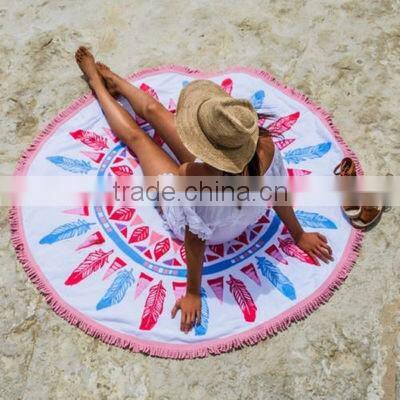 Peacock Mandala Round Tapestry Throw Hippie Gypsy Beach Blanket Yoga Mat Boho