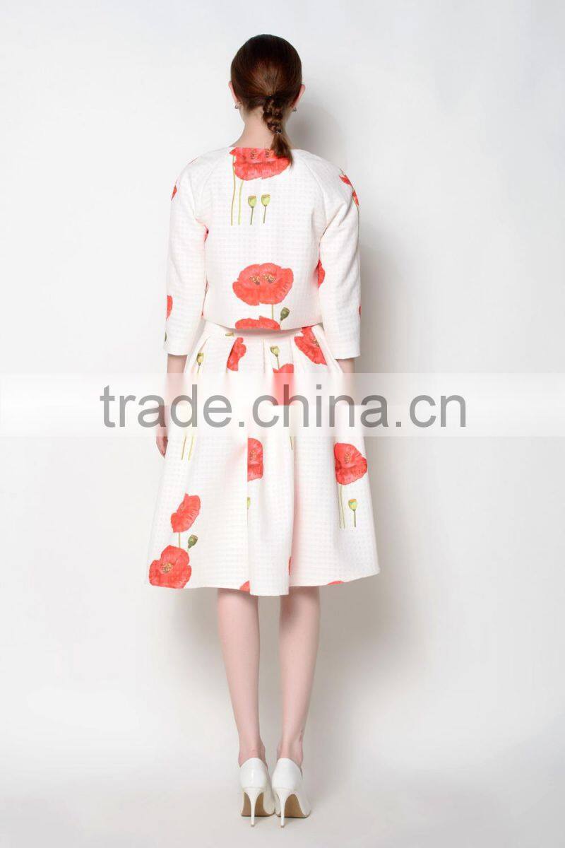 latest floral o neck designed casual trendy ladies suit design jackets