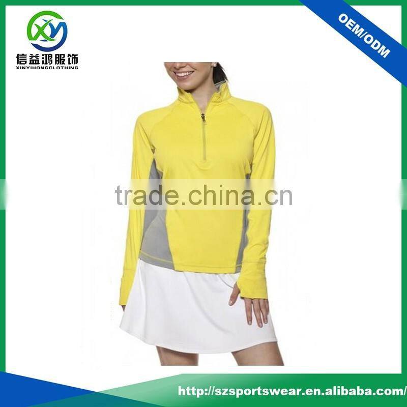 New Style Contrast Color Thumb Hole Lady Golf 1 4 zip Pullover Sweatshirt