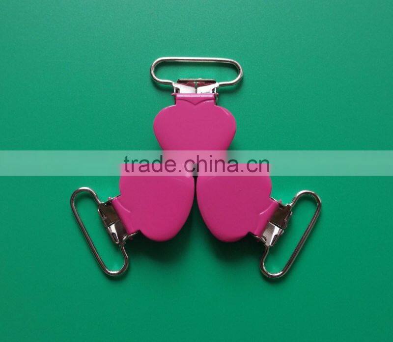 Mix 16 Colors 1" Enamel Heart Shape Metal Suspender Clips,Pacifier Holder Clip,Baby Pacifier