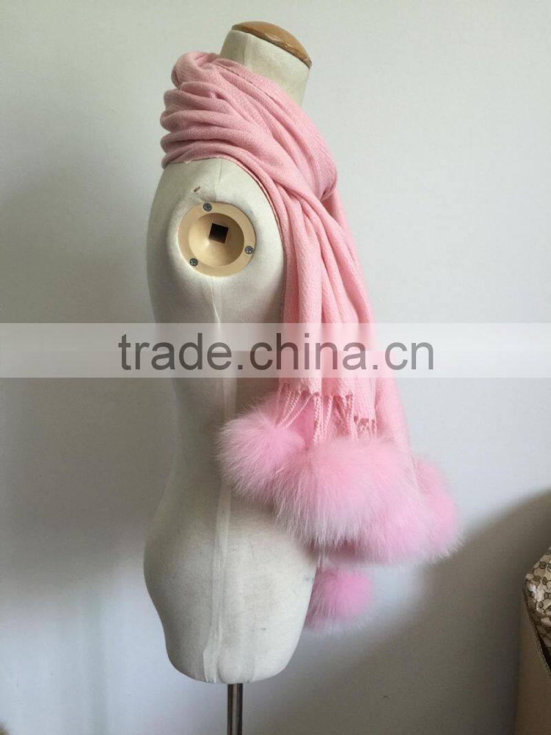 Baby Pink cardigan wholesale pom pom tassel fur poncho fur cape 180cm*70cm