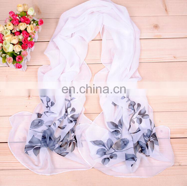 custom printing white chiffon beautiful scarf