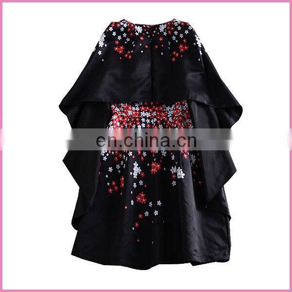 sleeveless printed chiffon kimono flowing tail kimono dress