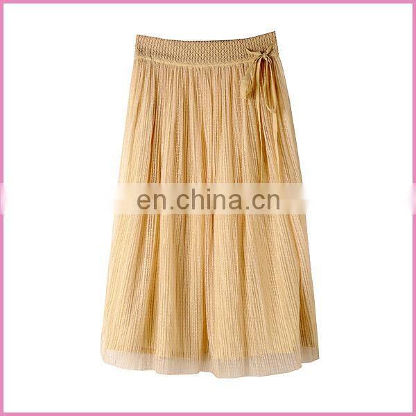 gauze long skirt with elastic strap beautiful 2layers girl skirt