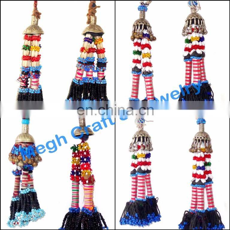 Vintage Afghani gypsy dress - Handmade beaded Tassels -Vintage bohemian full skirt - Kuchi Dress