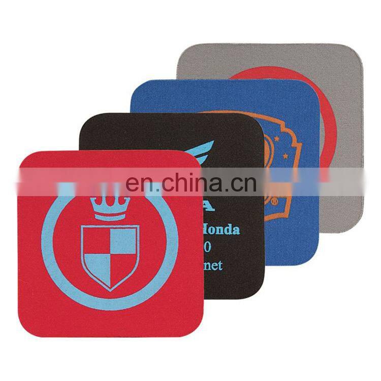 Custom polyester fabric recycled rubber drink coaster with rubber bottom