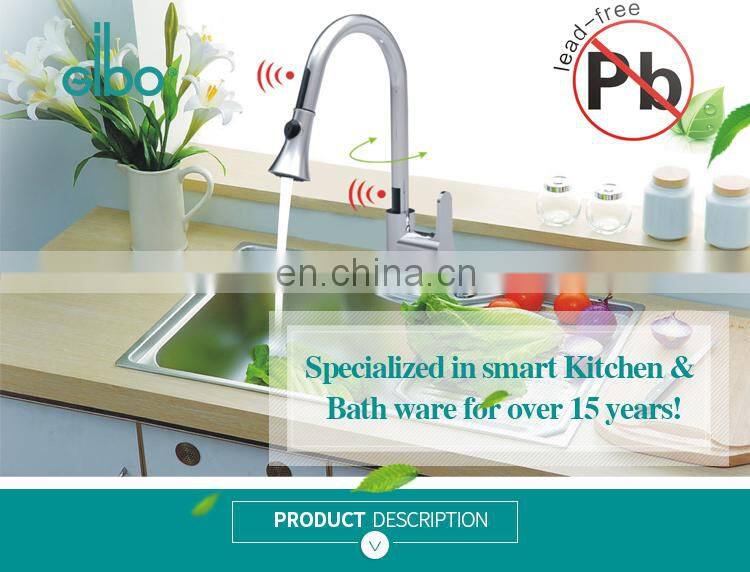 Single handle pull out brass automatic pre rinse kitchen faucet
