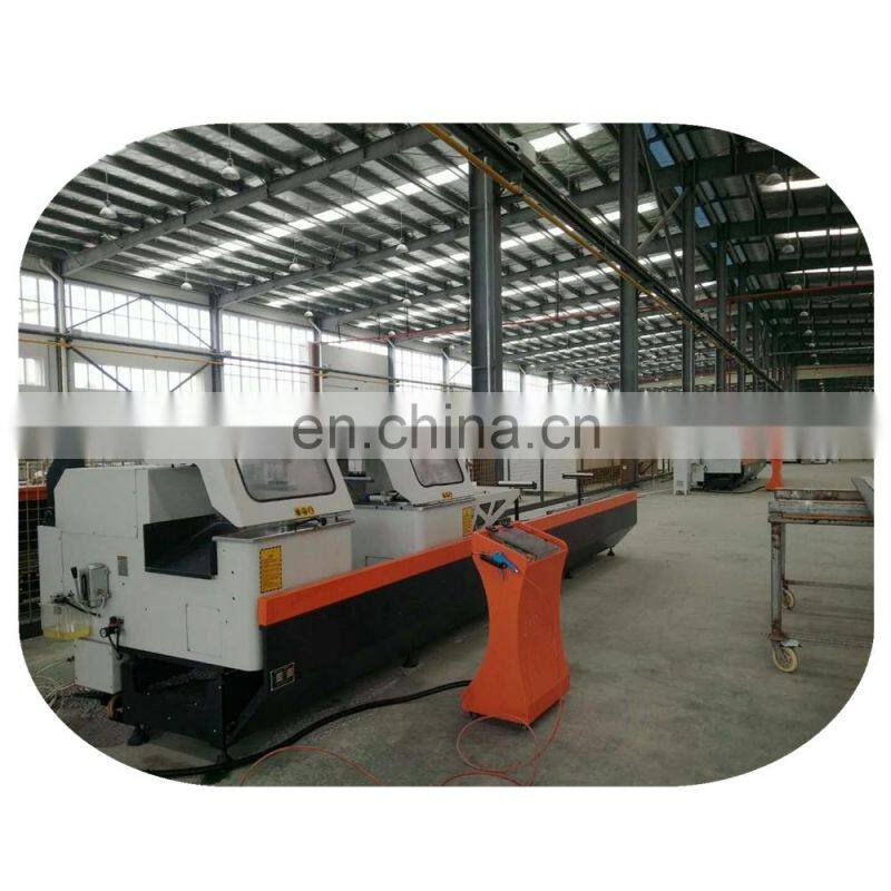Double-head cutting saw for cutting 45-90 degree aluminum profiles