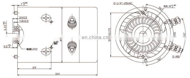 High Power Hydraulic 2.0KW 24V Forklift DC Motor for electric wheelchair