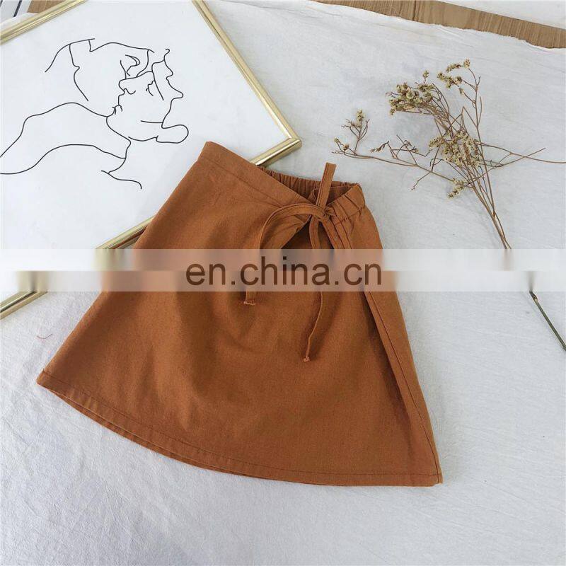 2020 New Wholesale Children's Breathes Casual Linen A-line Skirt For 1-6Y Girls