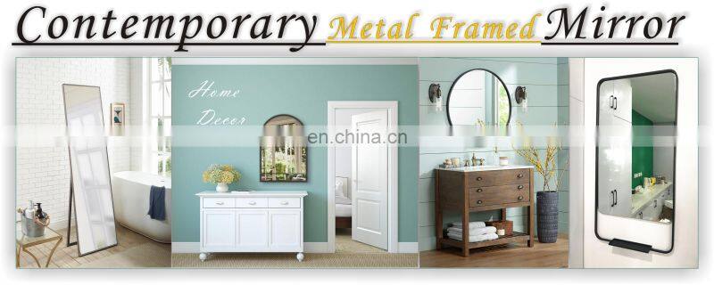 Contemporary iron frame round wall mounted black mirror