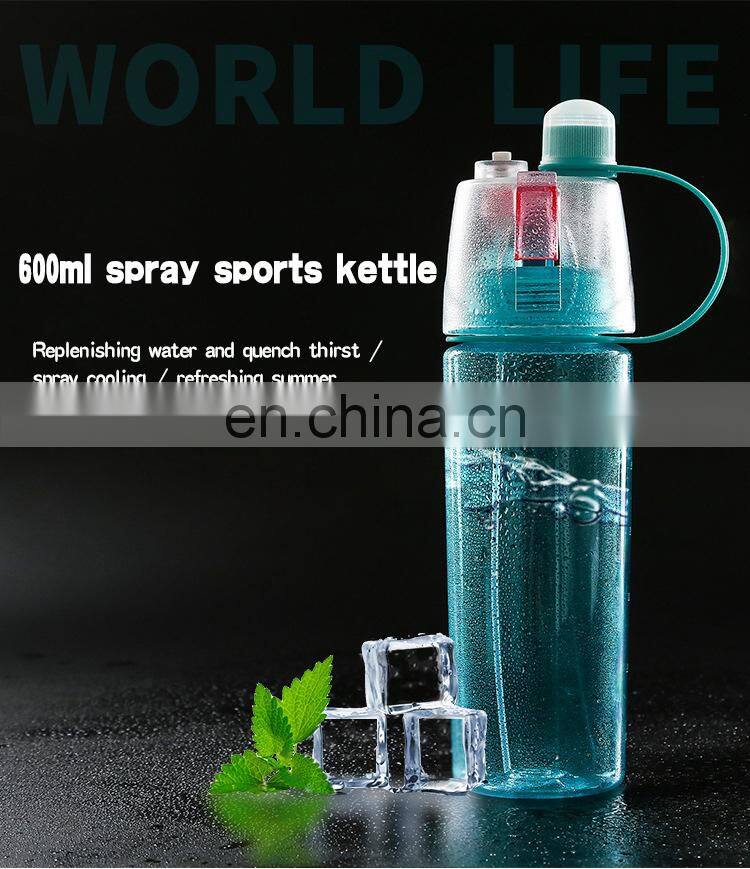 600ml running plastic spray mist sport drinking water bottle for yoga