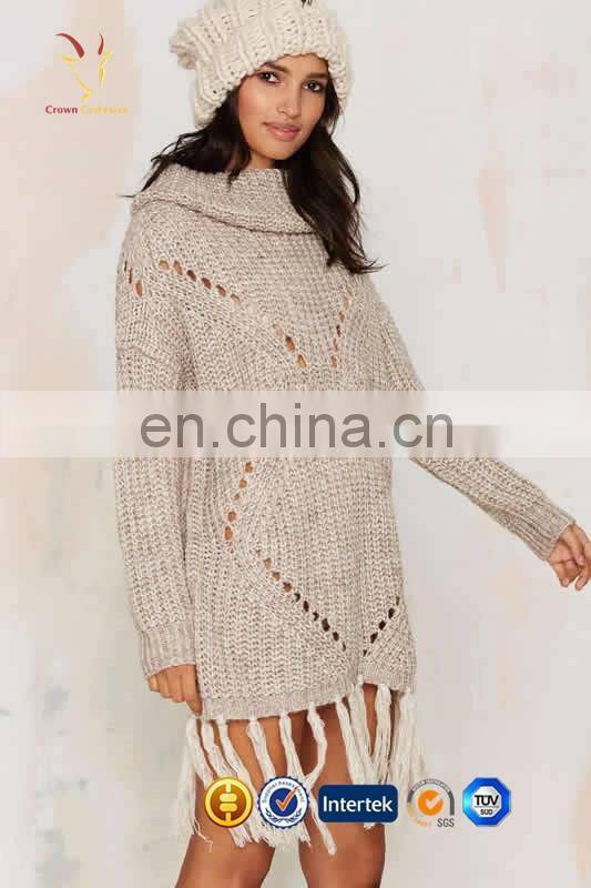 Tassel Hand Knitted Merino Wool Loose Sweater Dress