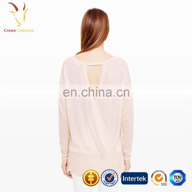 Ladies light knitting cashmere sweater backless sweater