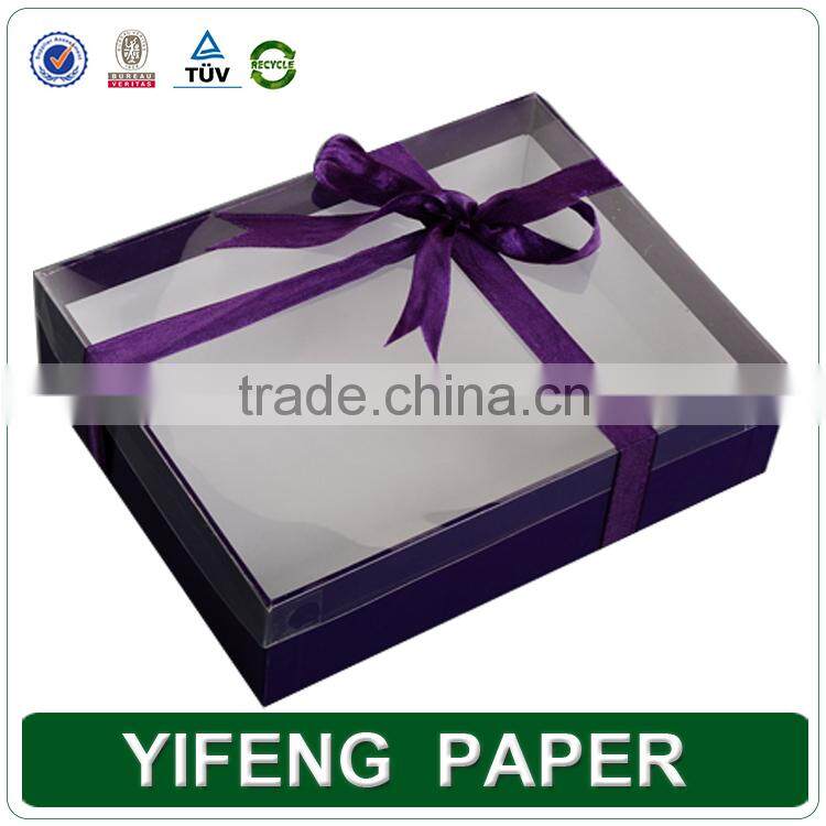 Custom company logo pantone color printed cardboard box with clear pvc window