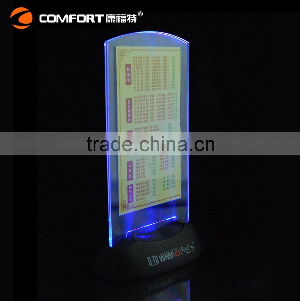Plastic/Acrylic/ABS Material acrylic bar led menu holder