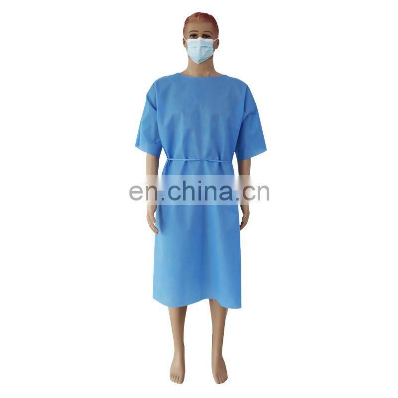 blue SMS patient gown disposable breathable clothing short sleeve