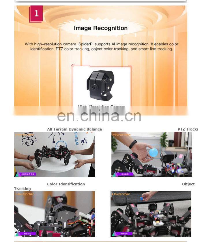 18DOF Hexapod Robot 2DOF PTZ Spider Robot with Main Board for Raspberry Pi 4B/2G Finished