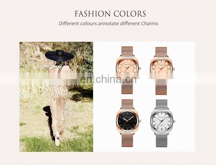 HANNAH MARTIN 106 Luxury Ladies Watches Stainless Steel Mesh Strap Japan Quartz Movement Women Wrist Watch