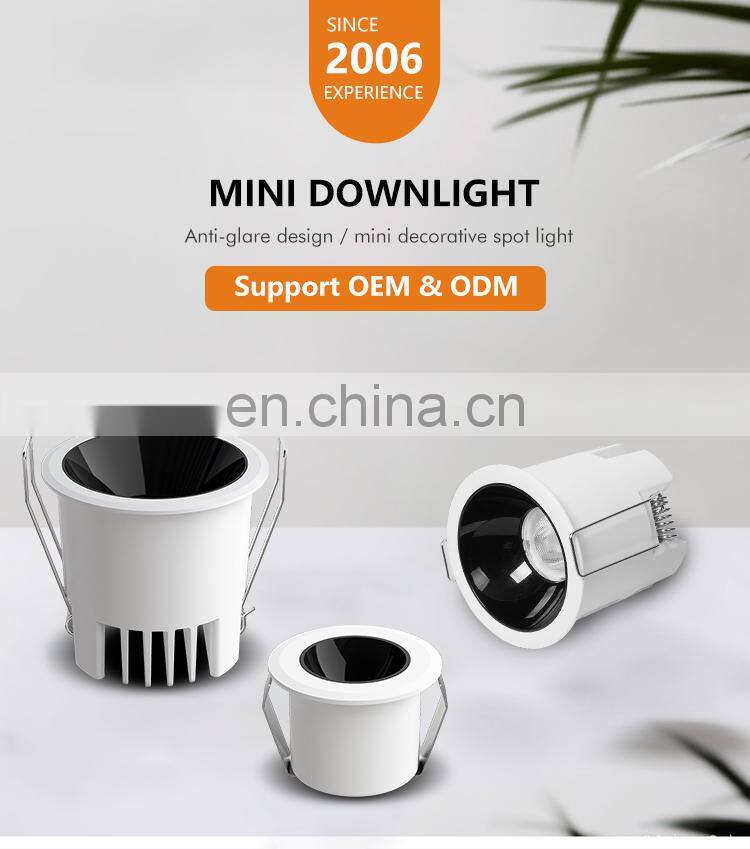 High Quality Aluminum Recessed Mini Ceiling Lamp Showroom Warehouse Museum 3W LED Down Light
