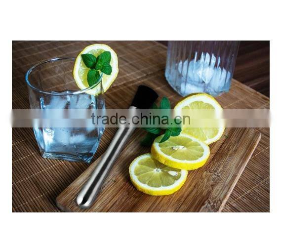 430 stainless steel bar&ice&drink & cocktail muddler with Stainless Steel Straws