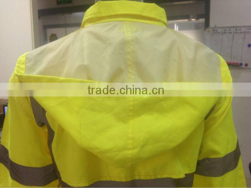 Fluorescence durable high visibility rain coat