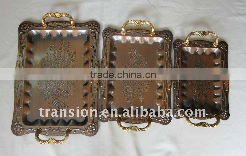 3pcs Stainless steel Square Tray