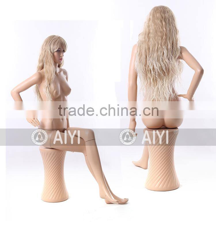 Sitting Sex Female Display Mannequin Model Plastic With Wig