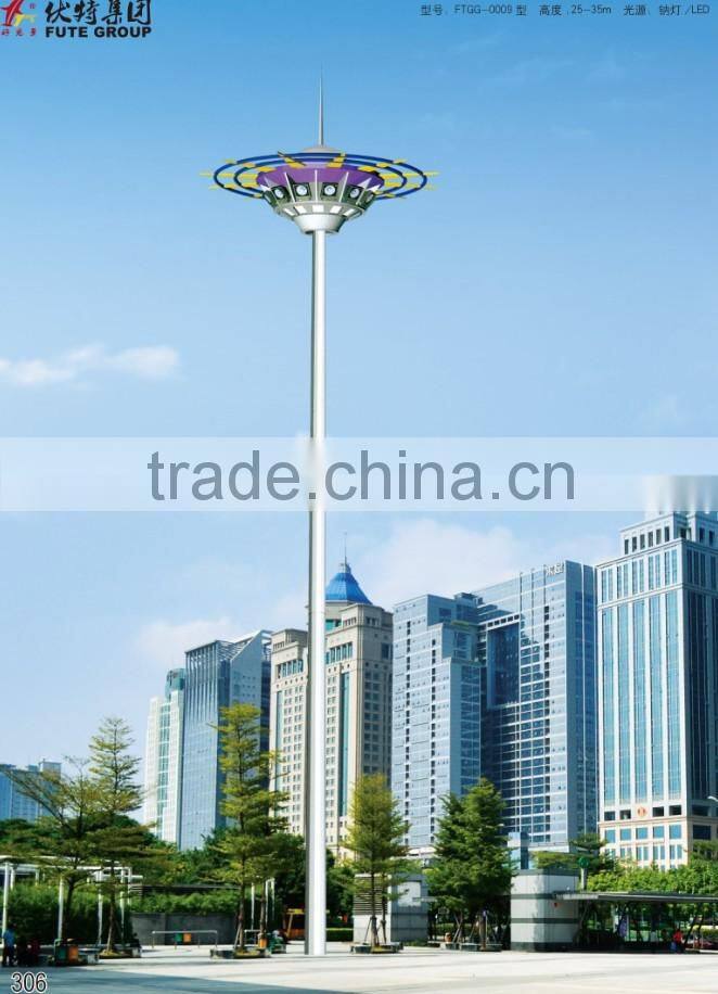 Cost-effective & super brightness led or HPS high mast lighting with 20M,25M,30M steel pole & auto lifting system