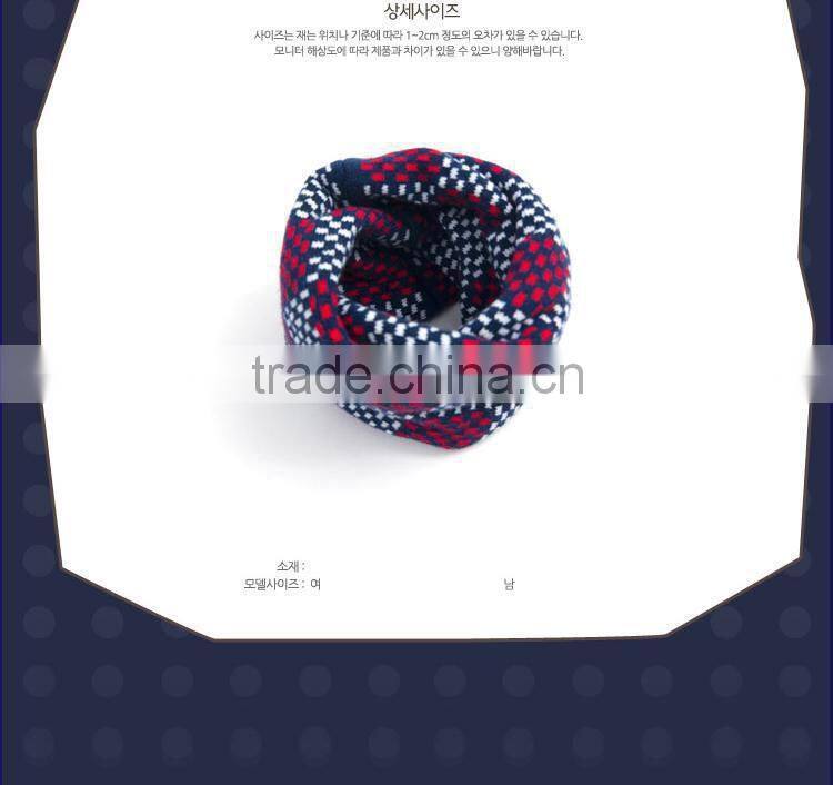 Small Plaid Pattern Unisex Boys Girls Acrylic Knitted Winter Circle Loop Scarf