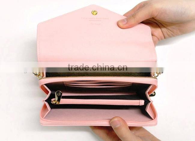 New Arrival Mixed Colors Crown Cute Leather Lady Clutch Purse Women Walllet With Strap
