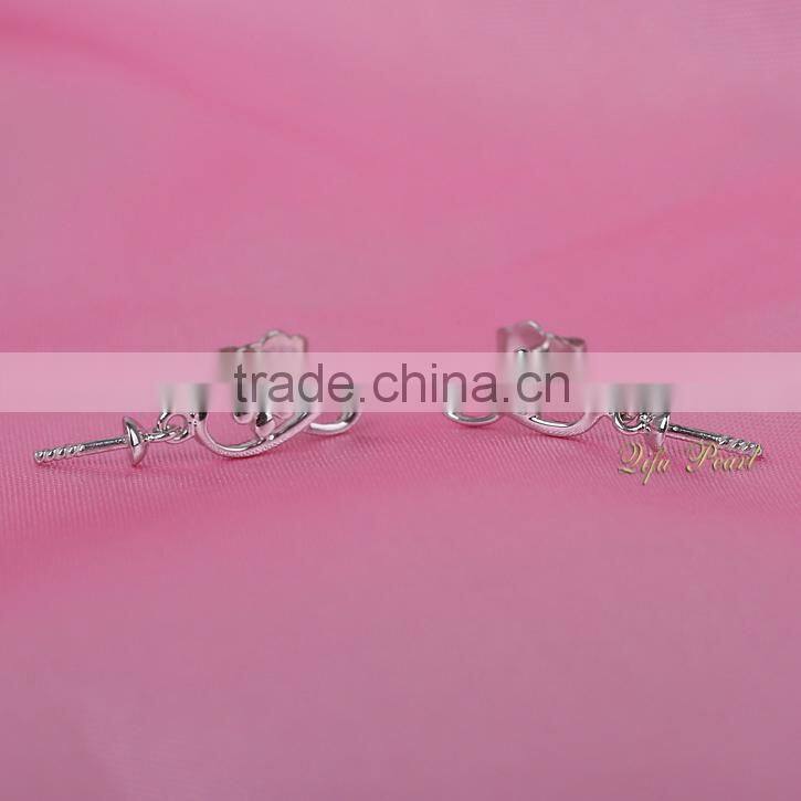 Bridal Setting White Gold Perfect Round Eerring For Woman's Jewelry